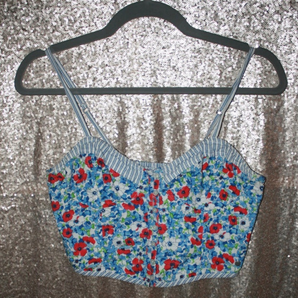 Abercrombie & Fitch Floral Corset-Style Crop Top